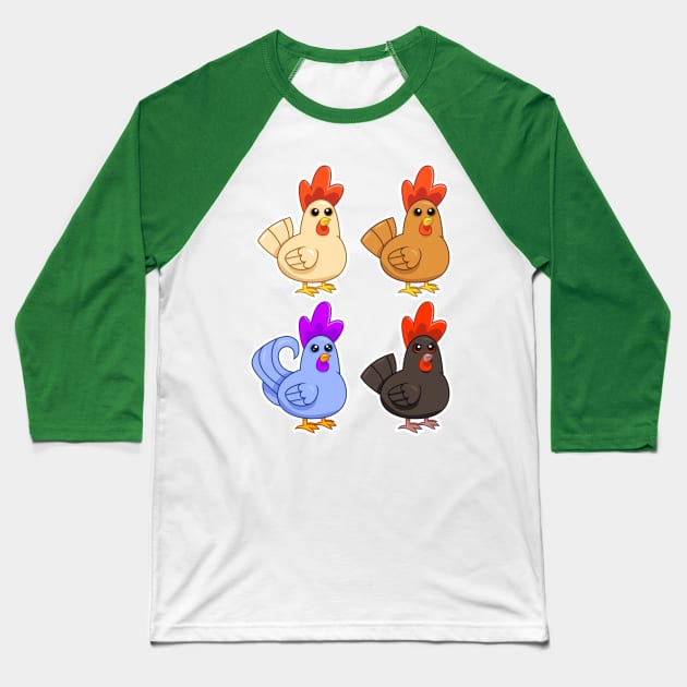 Stardew Valley chickens Baseball T-Shirt by CloudyGlow